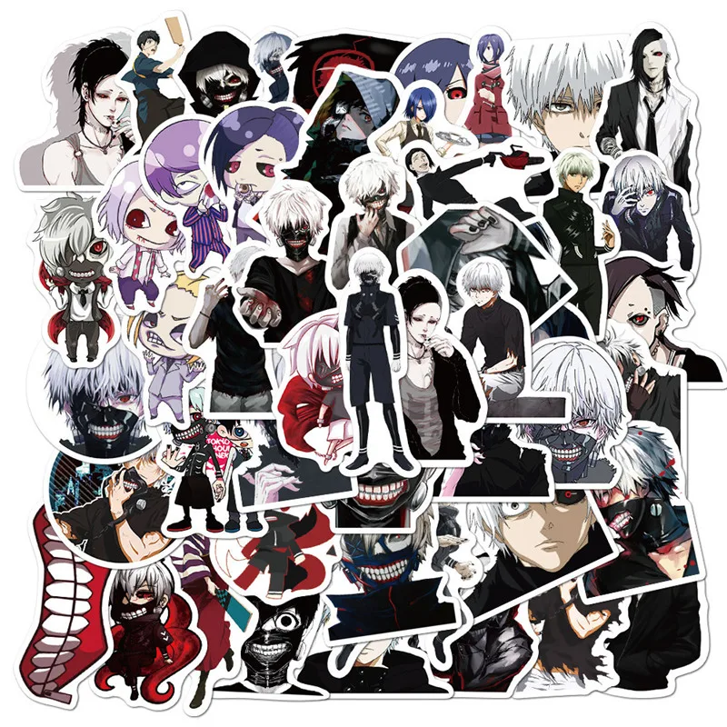 

50Pcs Japan Anime Tokyo Ghoul Stickers for Cell Phone Laptop Skateboard Manga Touka Kirishima Sticker Autocollant Pegatina