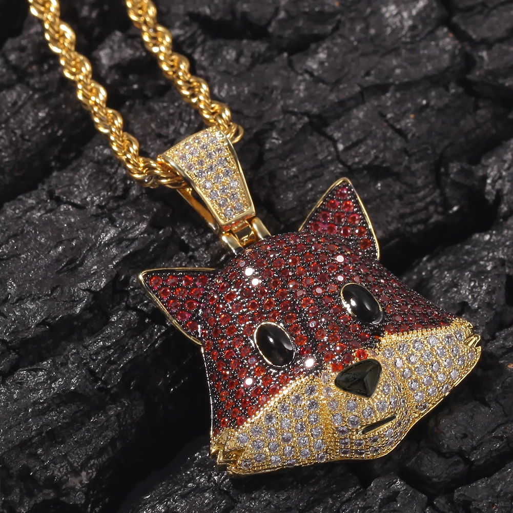 UWIN лиса Полный CZ кулон милый Bling медный материал ожерелье цепь Модные ювелирные изделия Хип-хоп