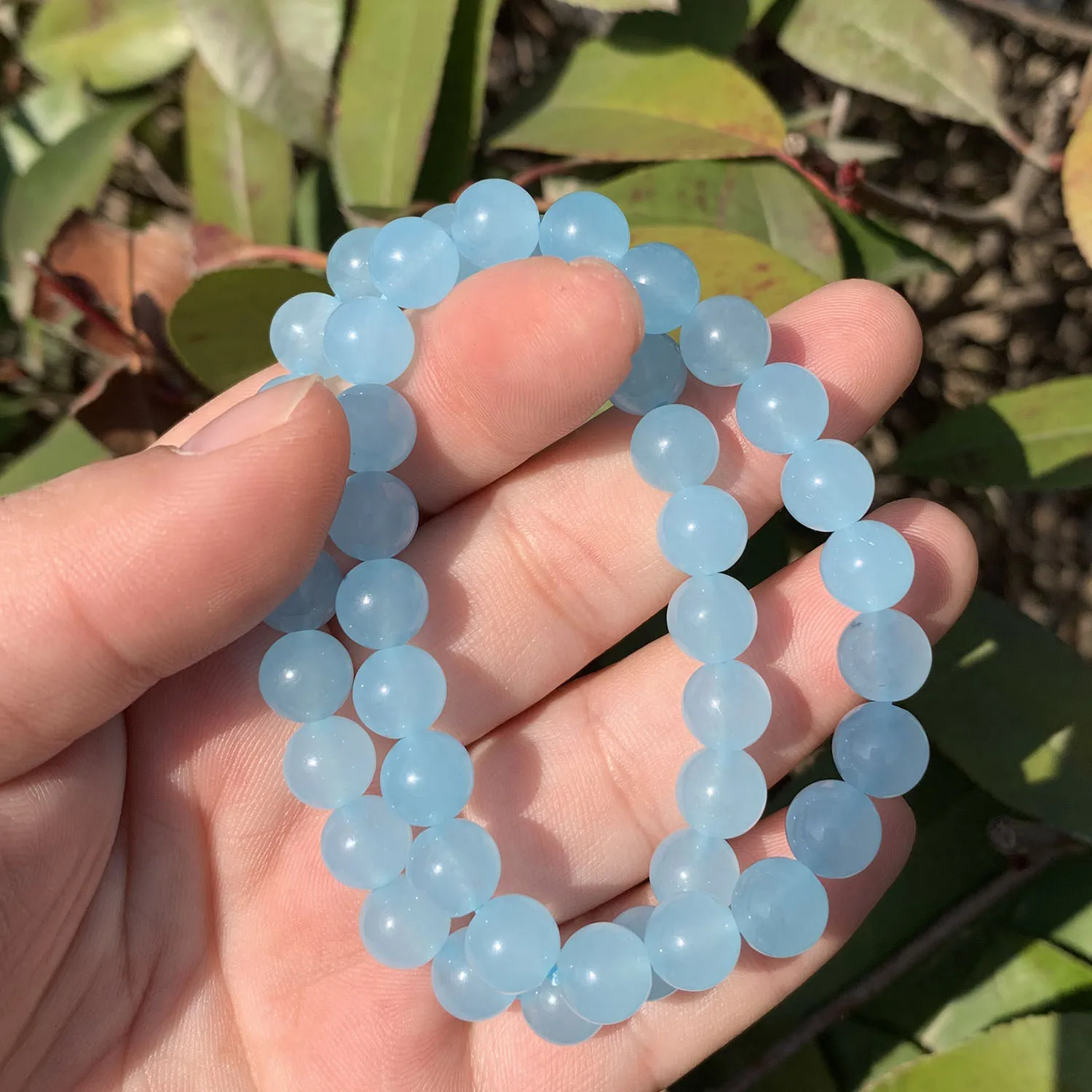 

1Pcs Beautiful Aquamarine Bracelet Energy Stone Hand Catenary Rare Ore Quartz For Healing