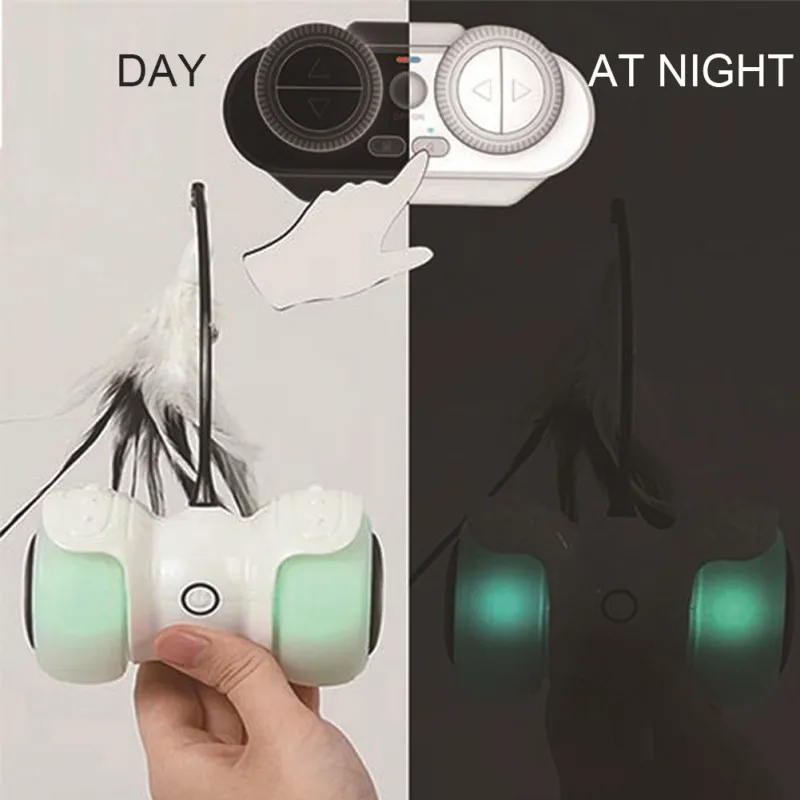 

Electric Pet Smart Interactive Cat Toy Luminous Remote Control Car Funny Cat Toy LED Light Feather Toys Kitty Balls