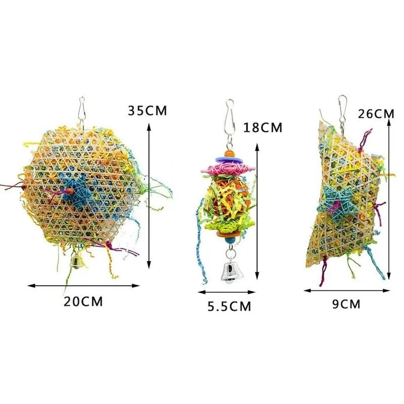 

1pc Bird Chew Toy Cage Hanging Strip Budgie Woven Grass Bite Accessories Foraging Toys G3U6