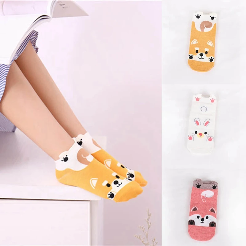 Осенне-зимние модные женские хлопковые носки с животными панда лиса кролик