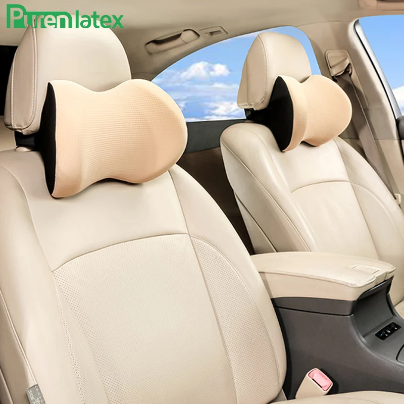 

Purenlatex Car Pillow Auto Memory Foam Headrest Neck Vertebra Protect Cervical Orthopedic Pillows Soft Fabric Spine Cushion