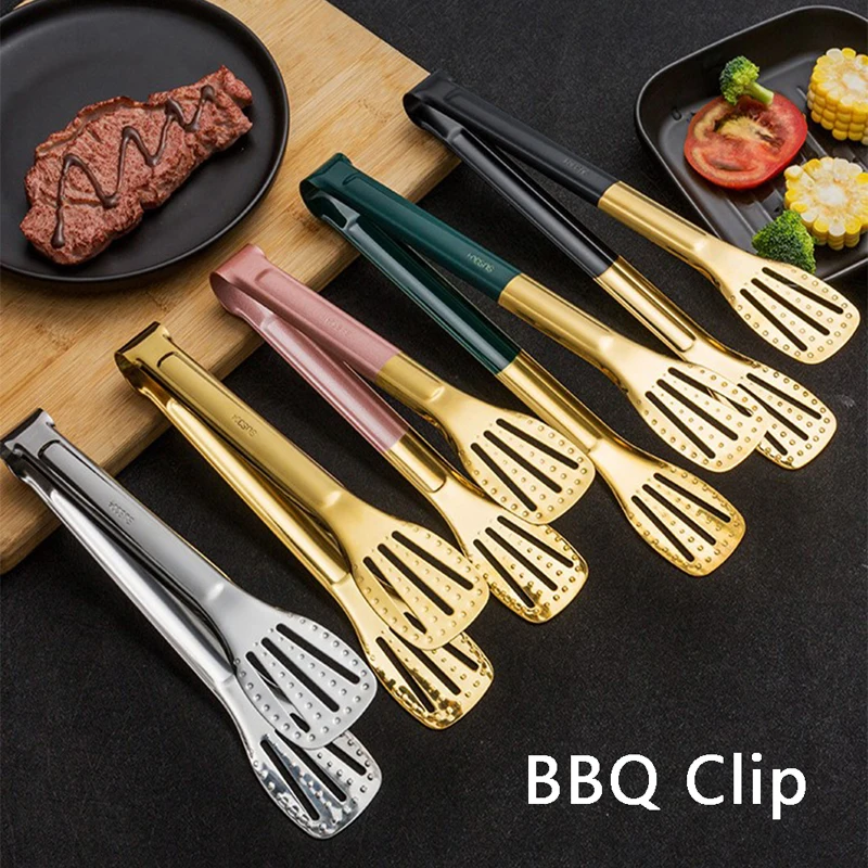

Food Clip Set Stainless Steel Non-Stick BBQ Foods Serving Tongs Non-Slip Tongs Meat Salad Bread Serve Kitchen Cooking Tools