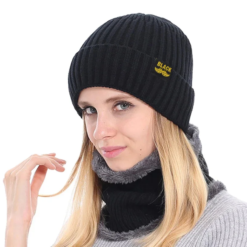 Шапочки облегающие шапки женская вязаная шапка мужские зимние для мужчин шарф