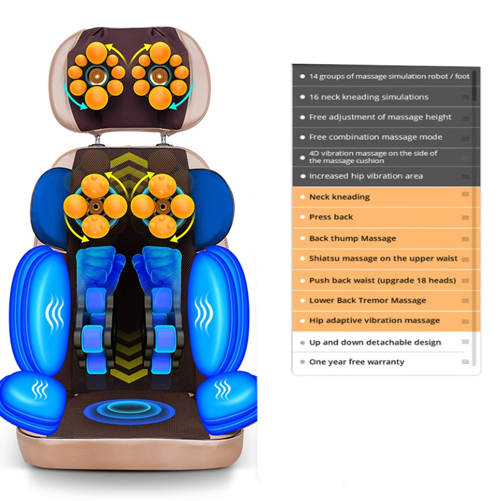Электрическое Массажное кресло с вибрацией подушка для всего тела массажер шеи