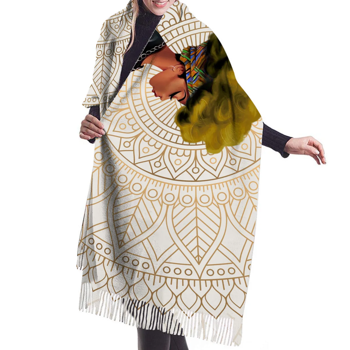 Мягкий кашемировый шарф в африканском стиле для женщин и мужчин желтые зимние