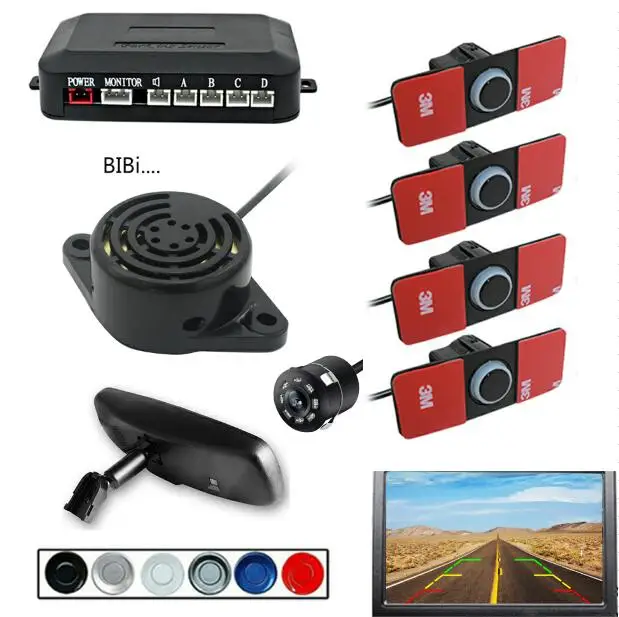 Original Car 4.3 parking monitor 4 blind spot sensor + led camera bracket for Toyota Detection visible Reverse car security | Автомобили и