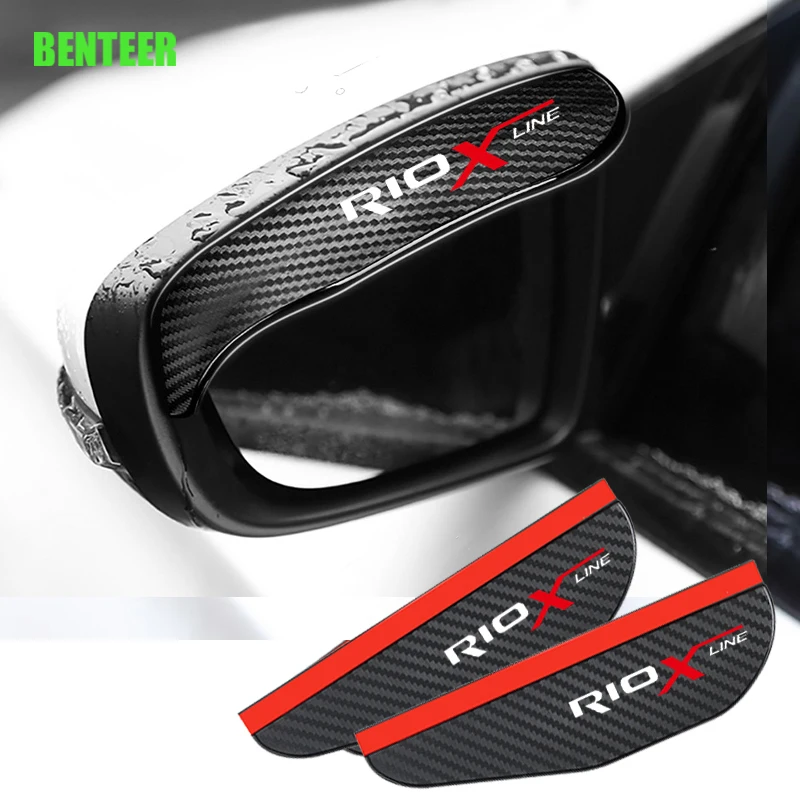 

2Pcs Carbon Fiber Rearview Mirror Eyebrow Rain Cover For Kia RIOXline