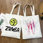 Женская Холщовая Сумка Zumba, Повседневная сумка для занятий фитнесом, с графическим принтом