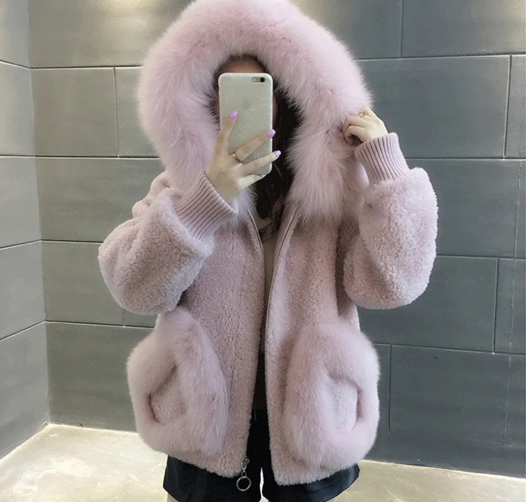 Женское зимнее пальто из искусственного меха, Женская шерстяная куртка с капюшоном