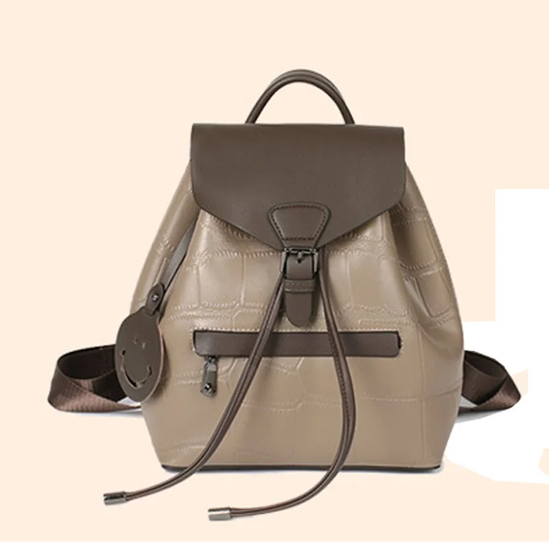 Backpack Women 2022 New leather Handbags High Quality Fashion Color Matching leather Backpack large capacity travel shoulder bag