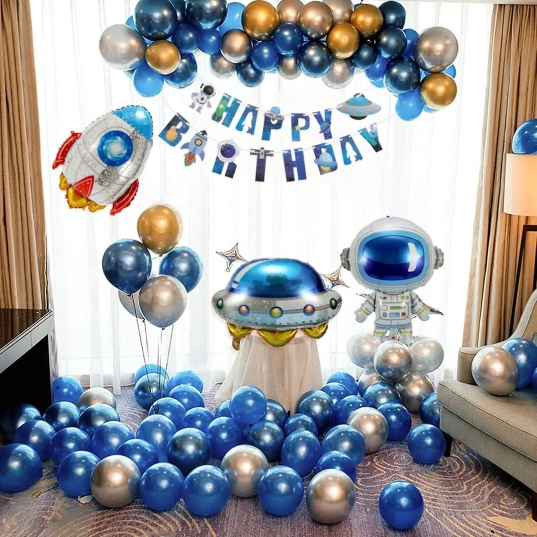 

Outer Space Party Astronaut Spaceship Rocket Foil Balloons Galaxy/Solar System Theme Party Boy Kids Birthday Party Decorations