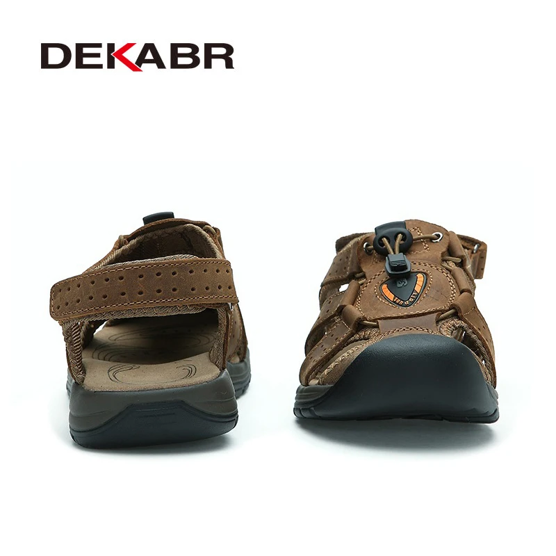 Мужские летние сандалии цвета хаки DEKABR пляжная обувь из натуральной кожи модные