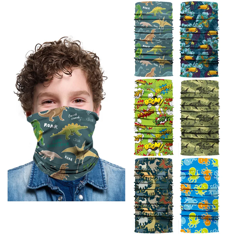 

Cartoons Print Children's Mask Bandana Protection Neck Face Windproof Sunscreen Kids Outdoor Scarf Cycling mascarillas Christmas