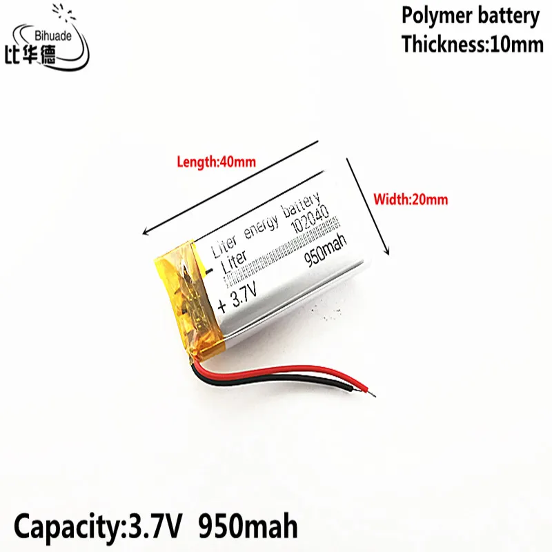 Литр энергии аккумулятора хорошего качества 3 7 V 950 мА/ч 102040 полимера лития