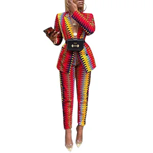 Women pants suits new style women's printing long sleeve western assembly pants slim 2 piece set women women's clothing 10 item image