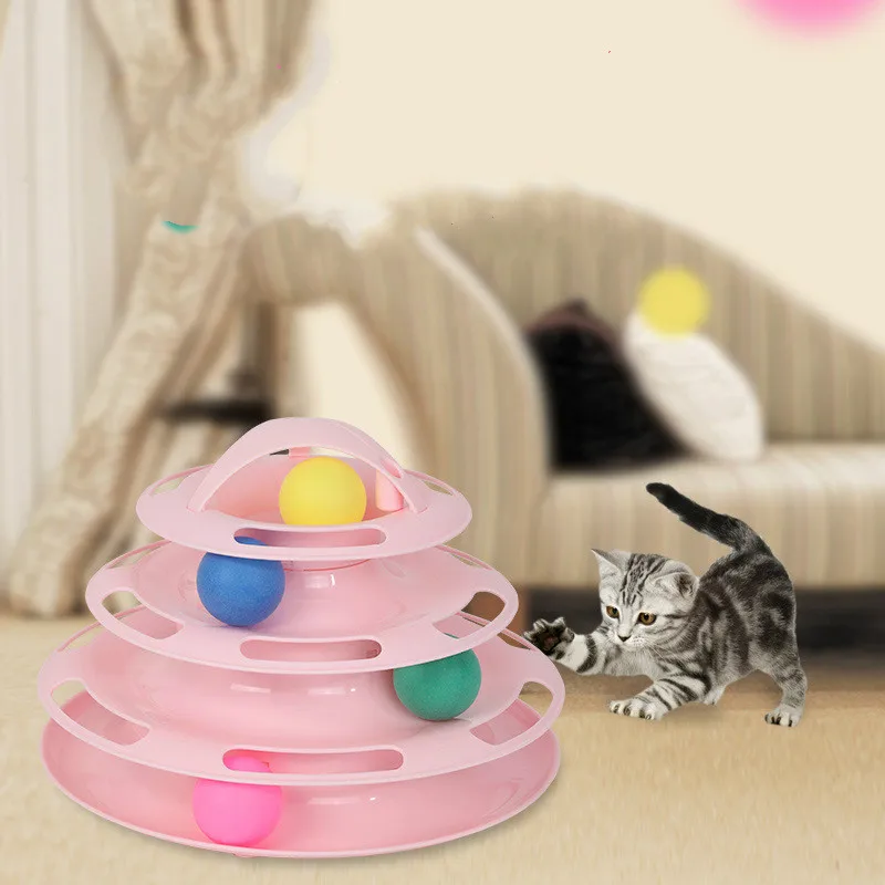 

Three Levels pet cat toy Tower Tracks Disc cat Intelligence Amusement triple pay disc cat toys ball Training Amusement plate