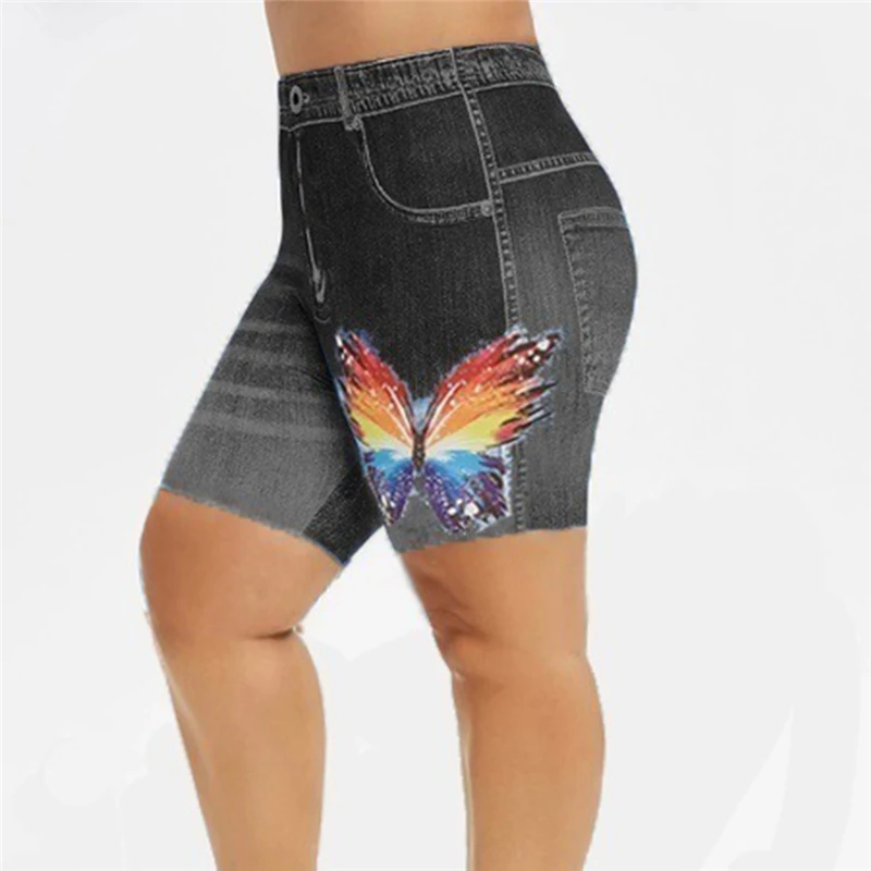Женские модные леггинсы с принтом бабочки женские облегающие высокой талией