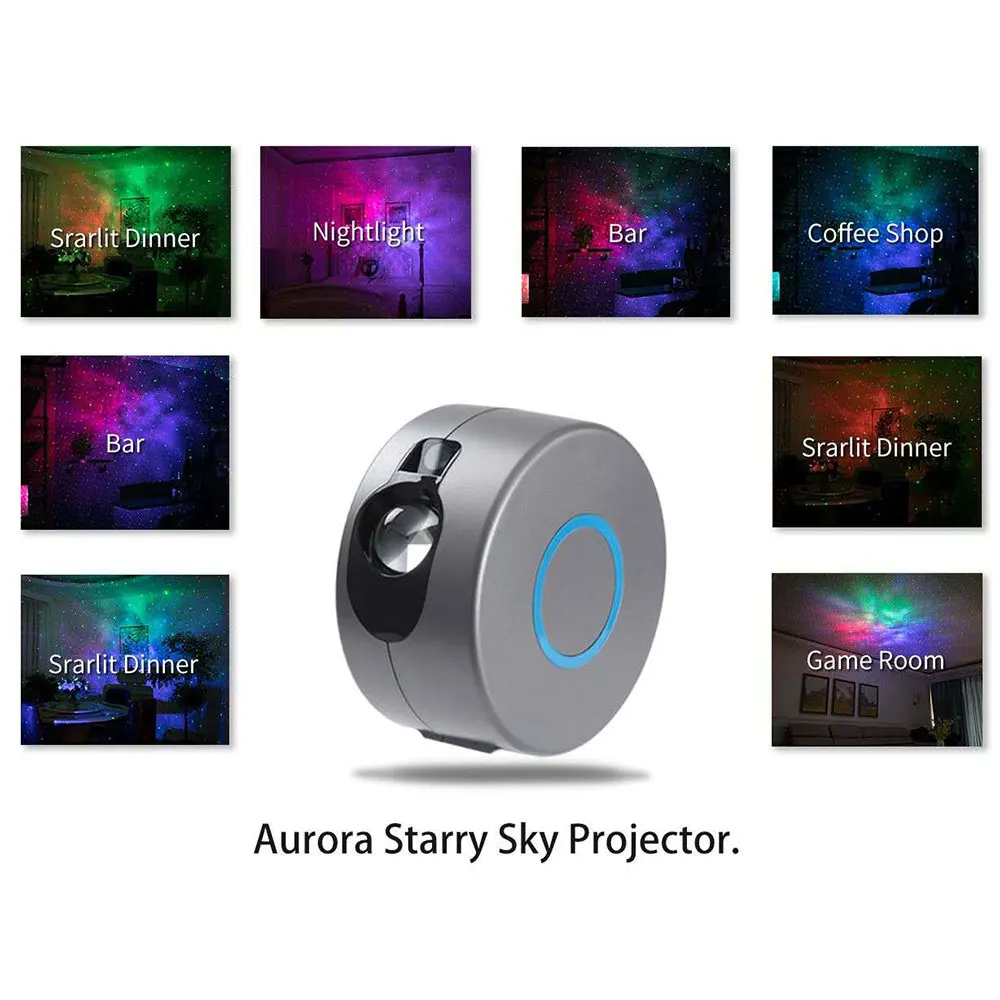 

LED Colorful Nebula Cloud Projective Lamp 360 Degree Rotating Water Waving Atmosphere Lamp Remote Control Starry Sky Projector