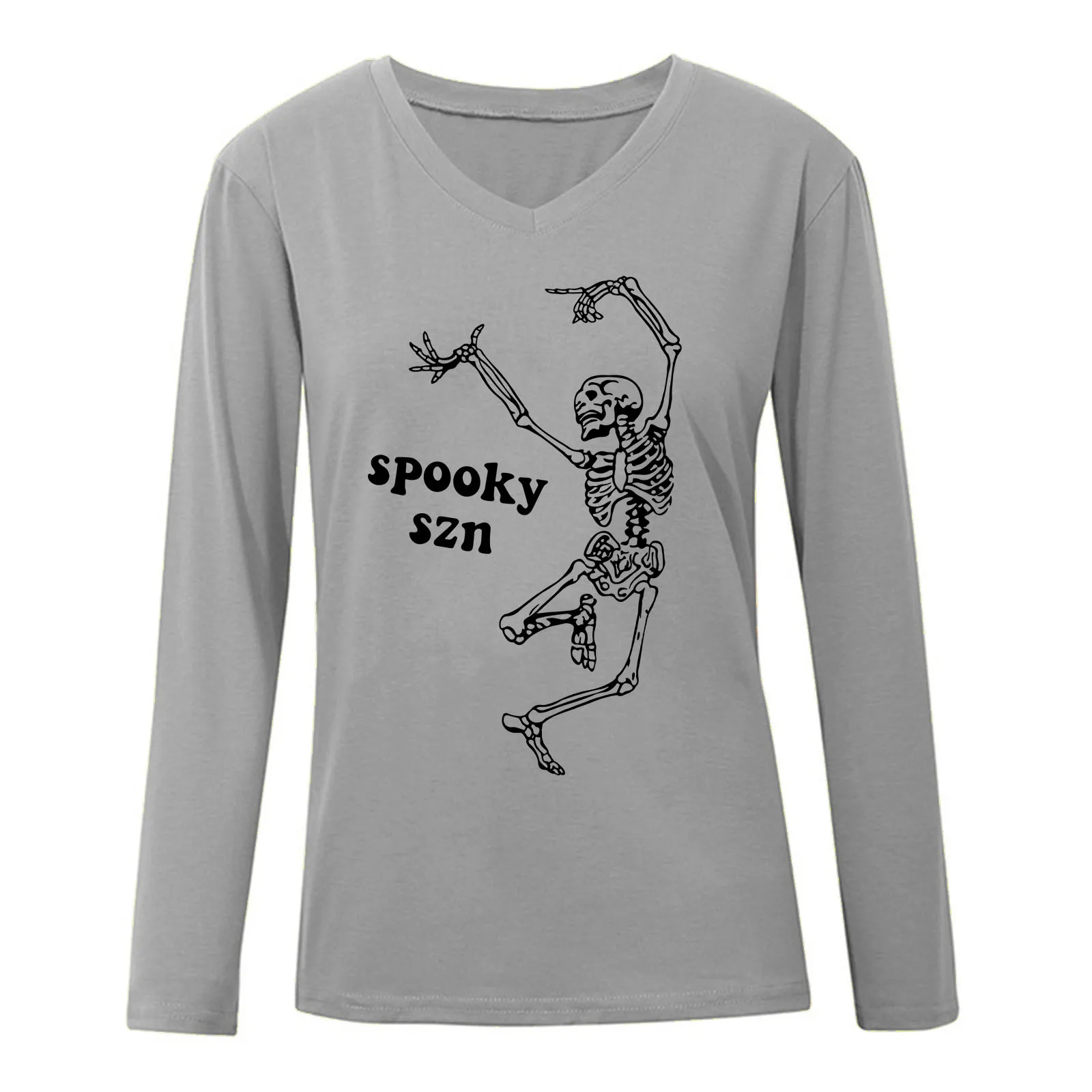 

Women Halloween Printed Blouse Casual V Neck Long Sleeved Tops Street Shirt Fashion Ladies Elegant Loose Blouse Рубашка R5