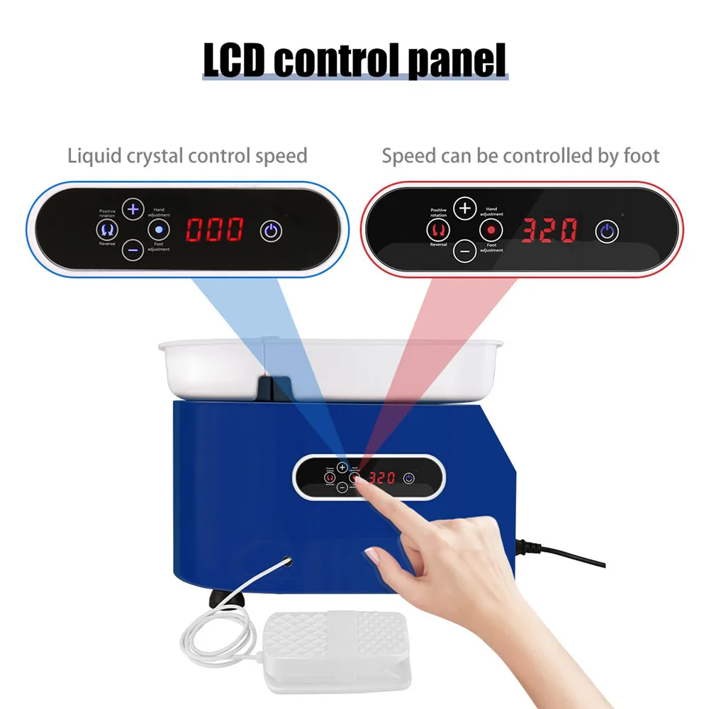 M&aacute;quina formadora de cer&aacute;mica, rueda de cer&aacute;mica de 350W y 25cm con pies ajustables, Pedal de palanca para trabajo de cer&aacute;mica, artesan&iacute;a art&iacute;stica de arcilla DIY-5