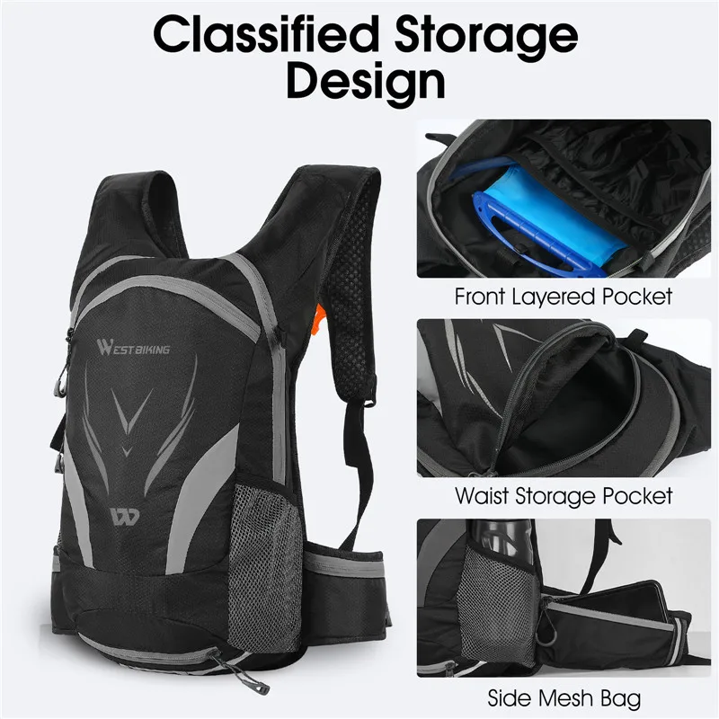 WEST BIKING Ultralight Bicycle Bag Portable Waterproof Sport Backpack MTB 10L Outdoor Hiking Climbing Cycling Hydration Bike Bag