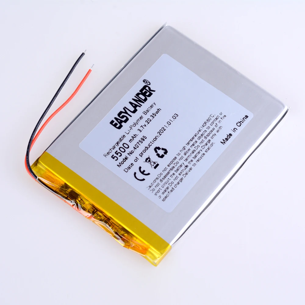 407595 5500mAH 3 7 V литий-ионный планшетный ПК аккумулятор для 8 9-дюймовый ICOO полимерная
