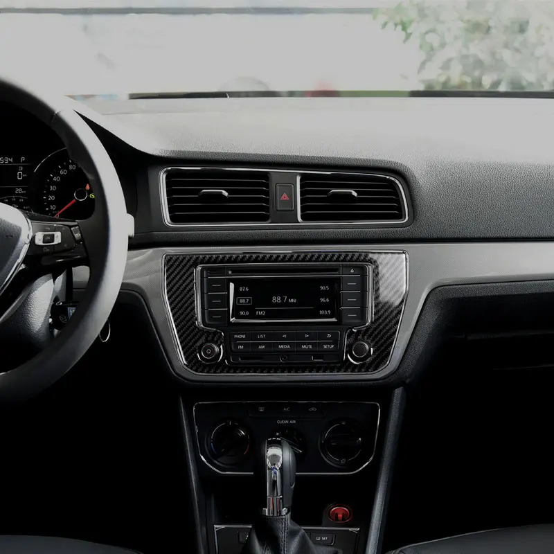 

Carbon Fiber Car Accessories Interior Black Car-Styling Stickers Decals Central Control Panel For Volkswagen LAVIDA 2015-2016