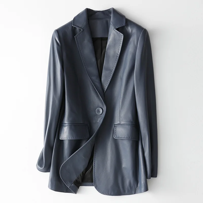 Classic Real Leather Jacket Sheepskin Blazer Coats Black Genuine Leather High Quality Red Fashion Slim Fit Jackets with Pockets