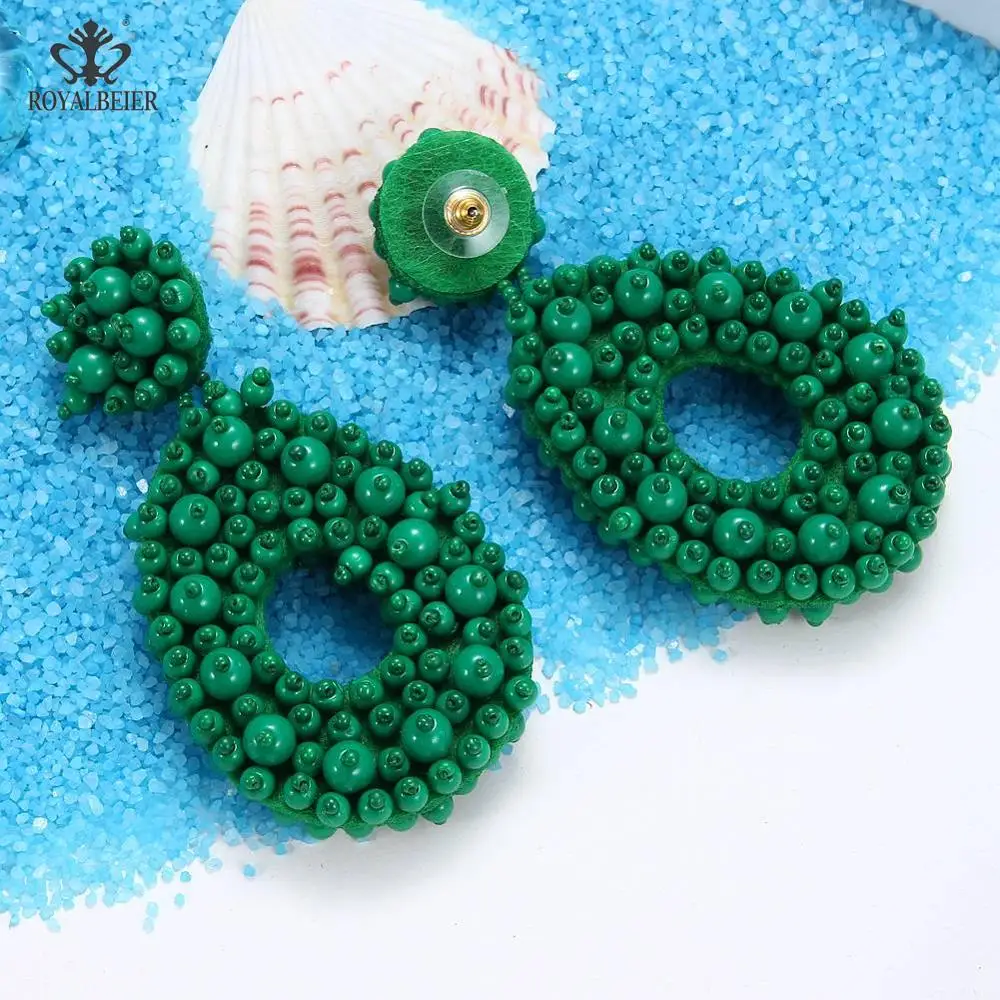 Bohemian earrings21 ROYALBEIER богемные длинные кисточки акриловые перо форма бисера Кулон Серьги Свадебная вечеринка очаровательные ювелирные изделия серьги - Окраска металла: Bohemian earrings21