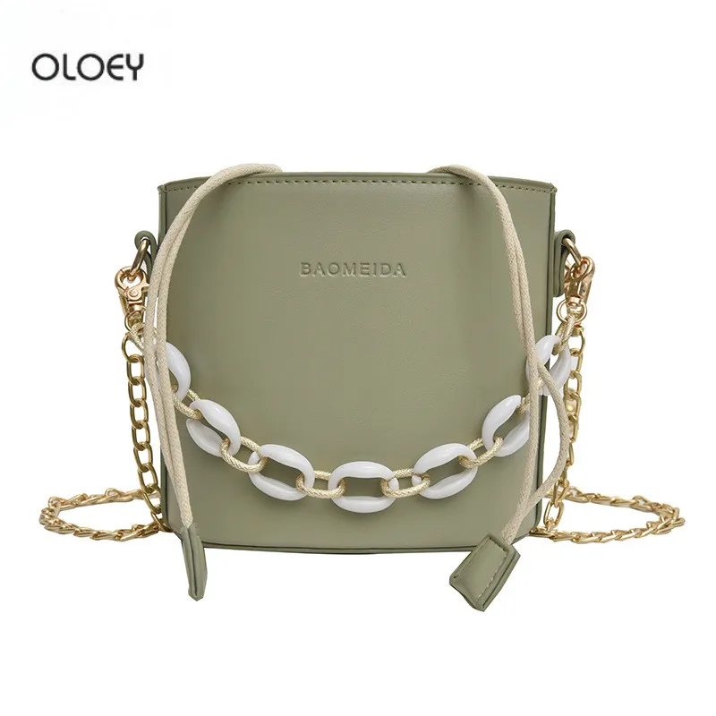 OLOEY Женская Новая мода шарф сумка-мешок на шнурке толстом сумка цепочке через