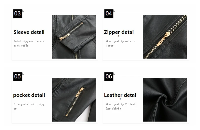 

2020 Fall Winter Black PU Leather Women Coat Jacket Black Color Motor Bike Lady Cool Outwear Clothes