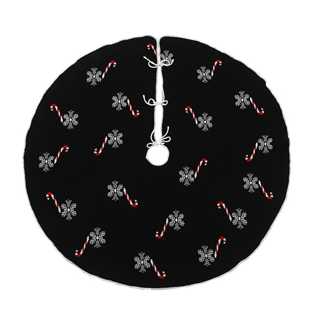 

Christmas Tree Apron Black Bottom Woolen Yarn Knitted Decoration 122CM Decorative Scene Arrangement Snowflake Cane