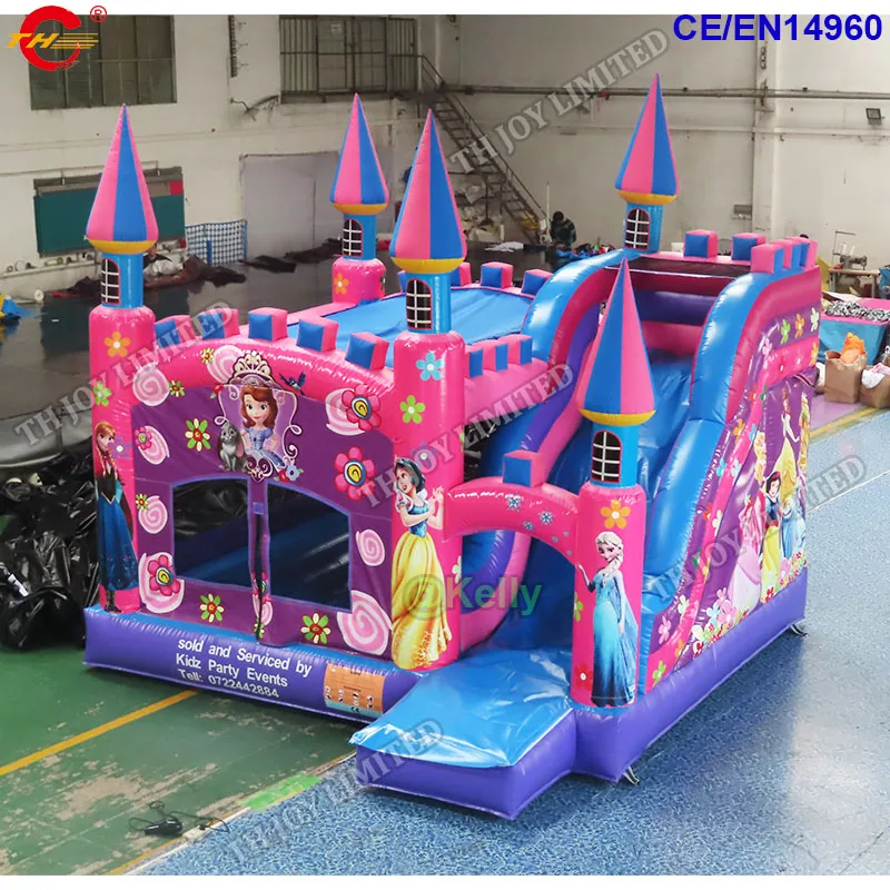 Бесплатная доставка воздуха 5x4 м гигантский надувной батут замок с горкой для