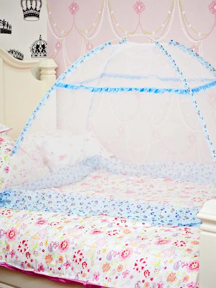 Синий розовый мультфильм детская кровать навес Портативный складной сетчатый