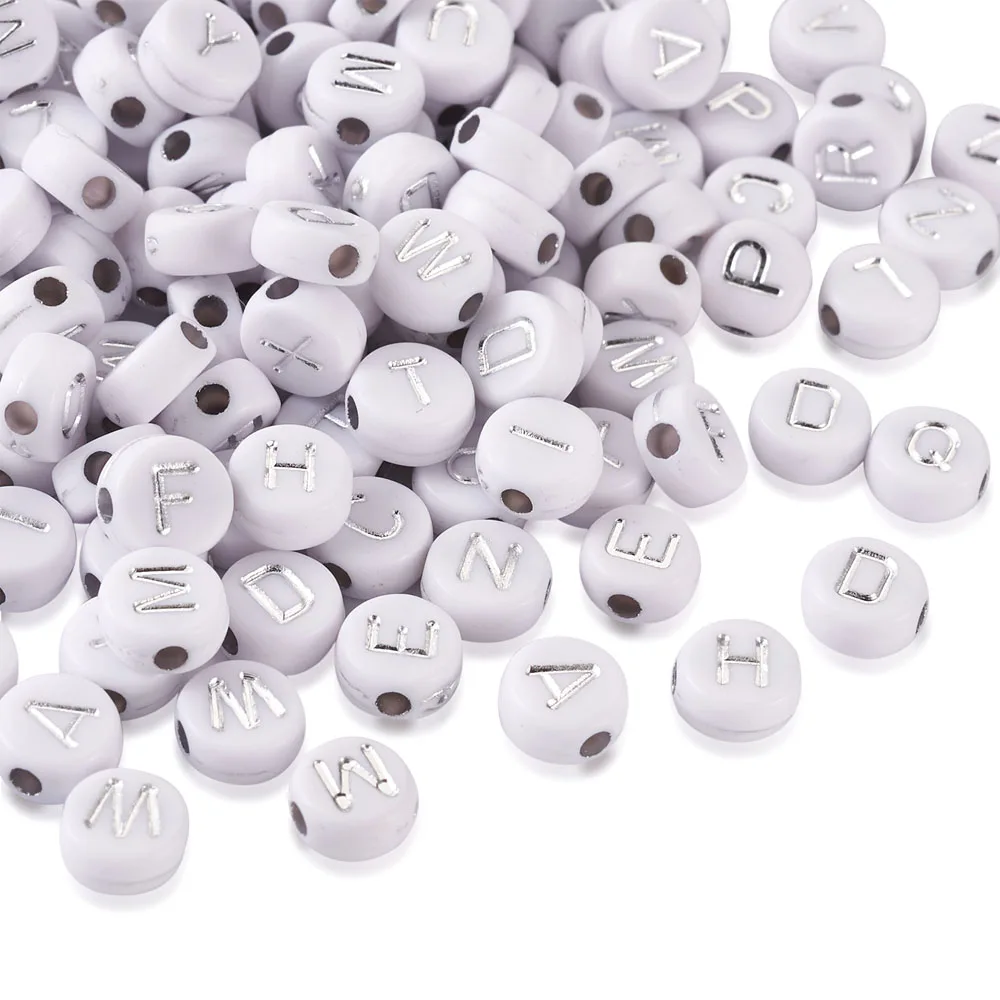

1000pcs Flat Round Acrylic Letter Beads Plating Loose Spacer Beads for Bracelets DIY Accessories Fashion Jewelry Making Beads