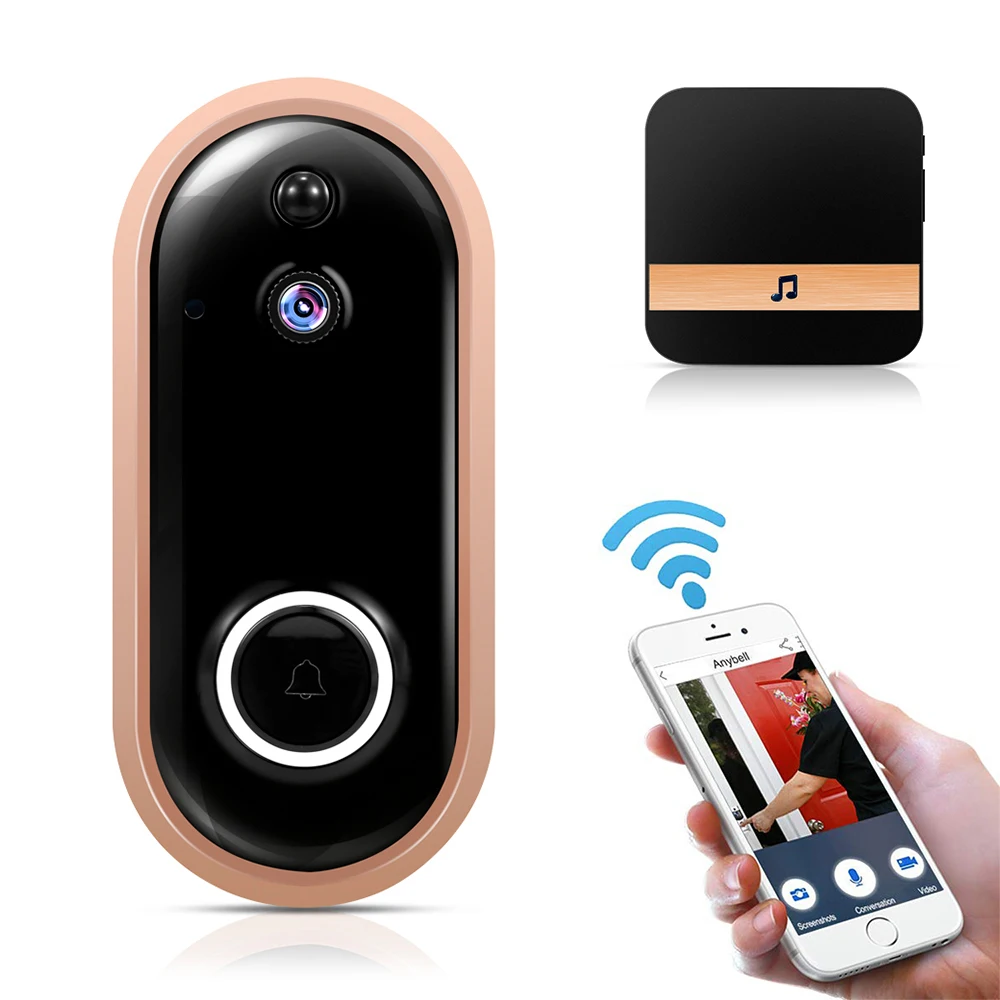 Умный дом WiFi дверной звонок 1080P Камера Безопасности Двусторонняя аудиосвязь ИК