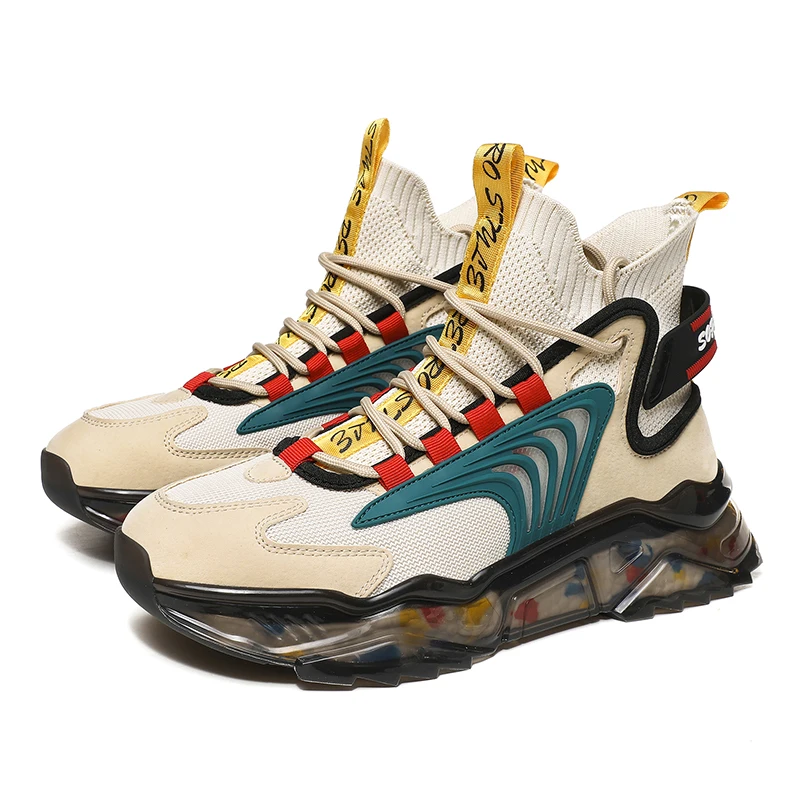 

Fashion Men Breathable Height-increased Sneakers Spring Running Shoes Graffiti Sport Shoes High-top Mesh Walking Trending Shoes