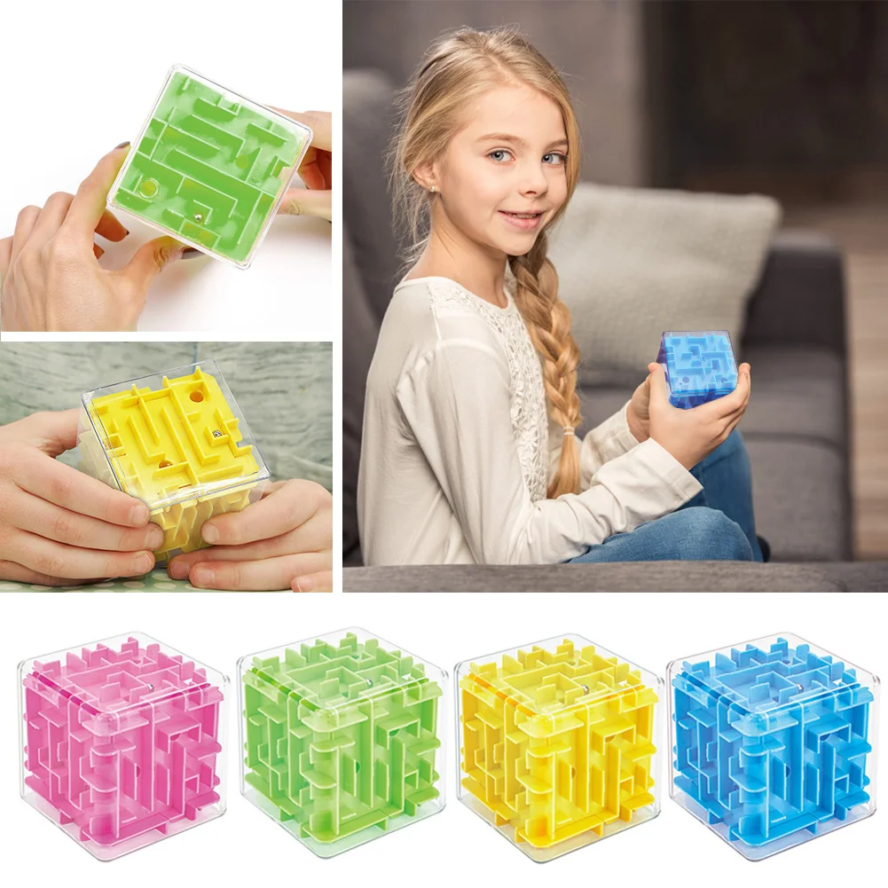 

3D Maze Magic Cube Transparent Six-sided Puzzle Speed Cube Rolling Ball Game Maze Children Educational Toys#38