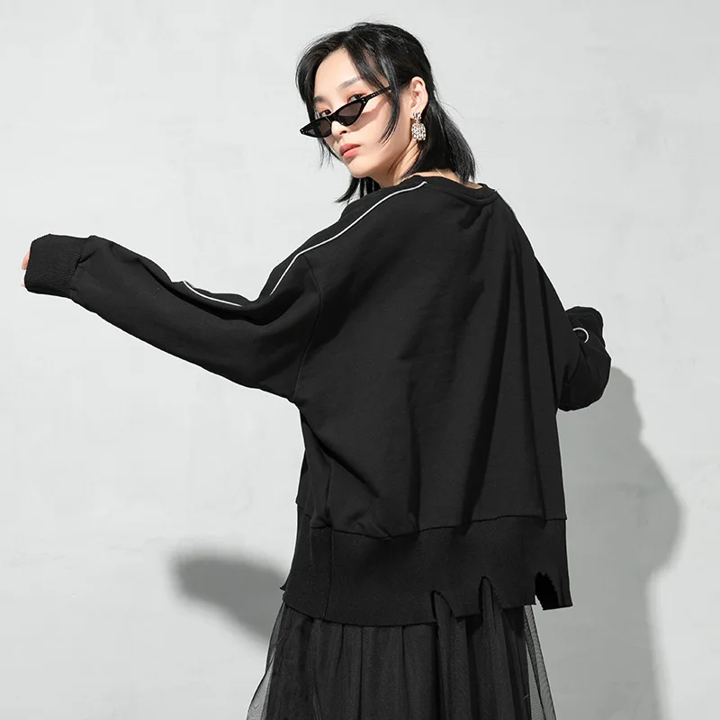 

TVVOVVIN Women's 2021 Spring New Fashion O-neck Embroidery Letter Street Large Size Long Sleeve Sweatshirt 0RBU