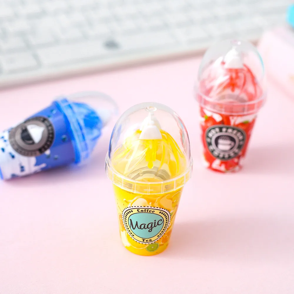 Novelty Milk Tea Cup Correction Tape Kawaii Stationery Ice Cream Modelling Tools Kids Gifts School Office Supplies | Канцтовары для