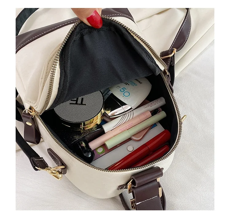 

Vintage patchwork women backpack small Luxury design female shoulder bag ladies Totes PU leather schoolbag backpacks bagpack