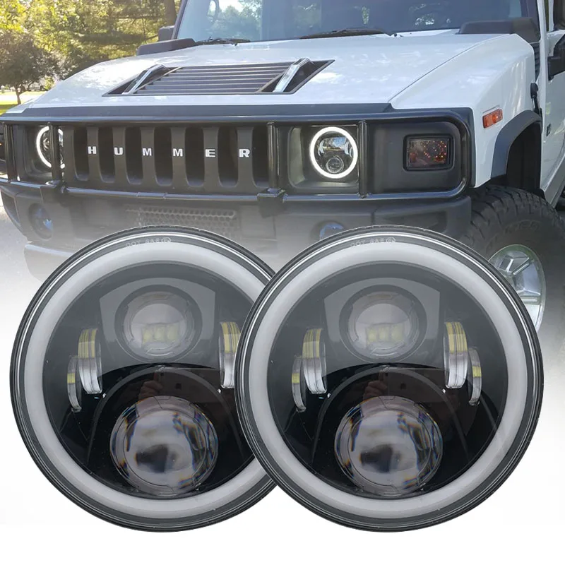 Для Hummer H1 H2 светодиодный фары 60 Вт 7 дюймов Hi/короче спереди и длиннее сзади) пучок