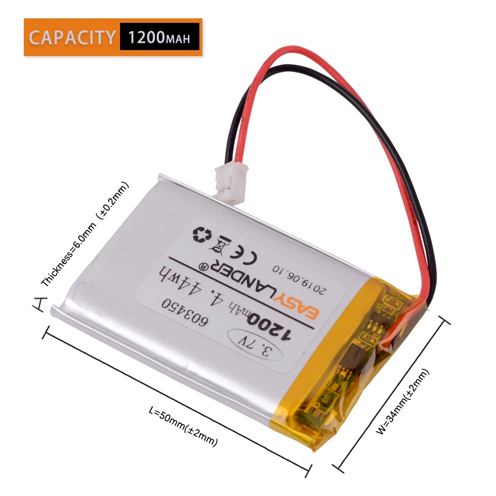 ST PH 2 0 мм 2pin 3 7 V 1200mAh литий полимерный LiPo разъем аккумуляторной батареи для GPS DVD
