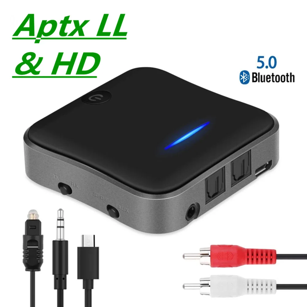 

B19 AptX HD Low Latency Bluetooth 5.0 Audio Transmitter Receiver Wireless CSR8675 TV PC Music Adapter RCA/SPDIF/3.5mm Aux Jack