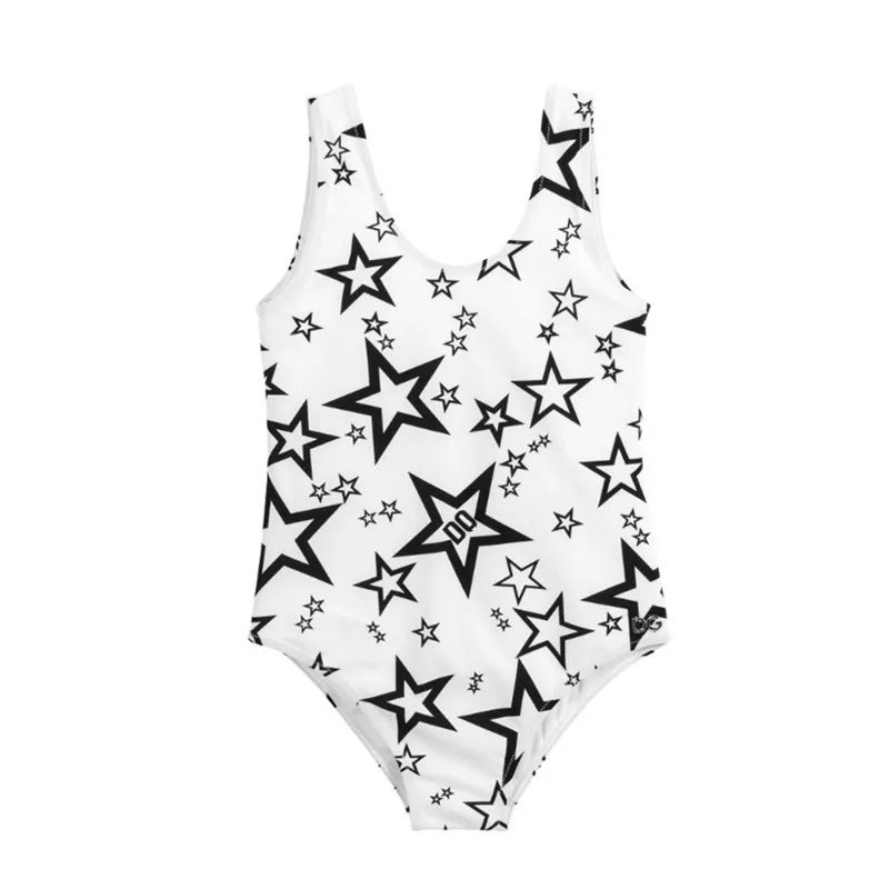Лето 2020 детская одежда для купания купальники девочек со звездами Цельный