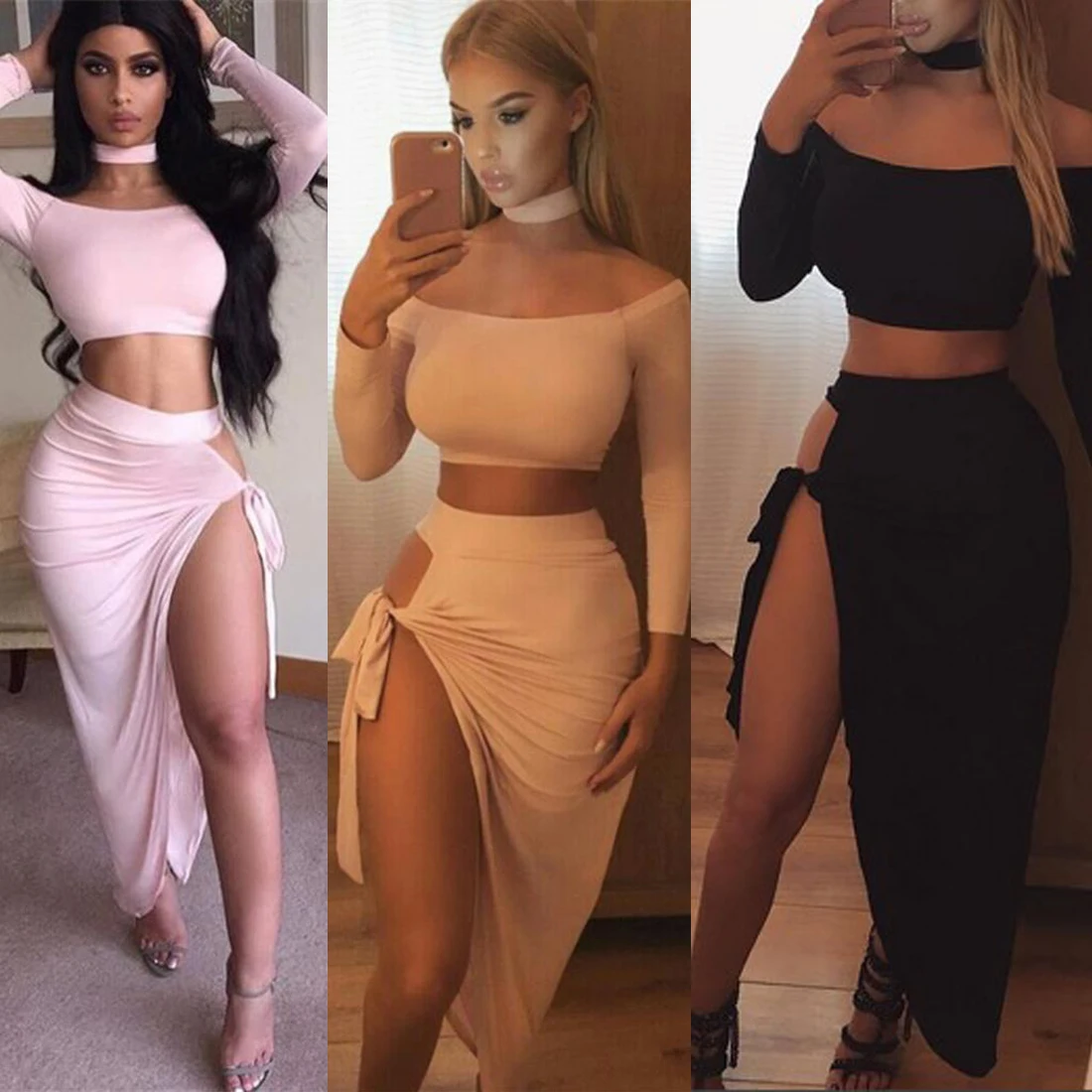 Соблазнительная одежда клубный летний женский комплект укороченный топ на