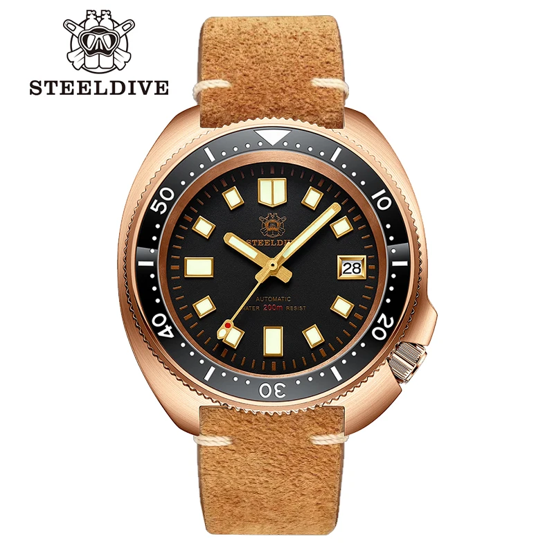 Часы STEELDIVE 1970 мужские часы CuSn8 с бронзовым водолазером механические NH35