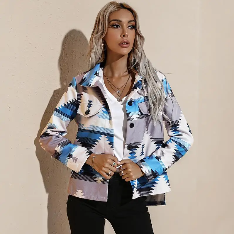 

2021 autumn and winter women's long-sleeved cardigan women's lapel tops new fashion casual woolen short coat jacket tops
